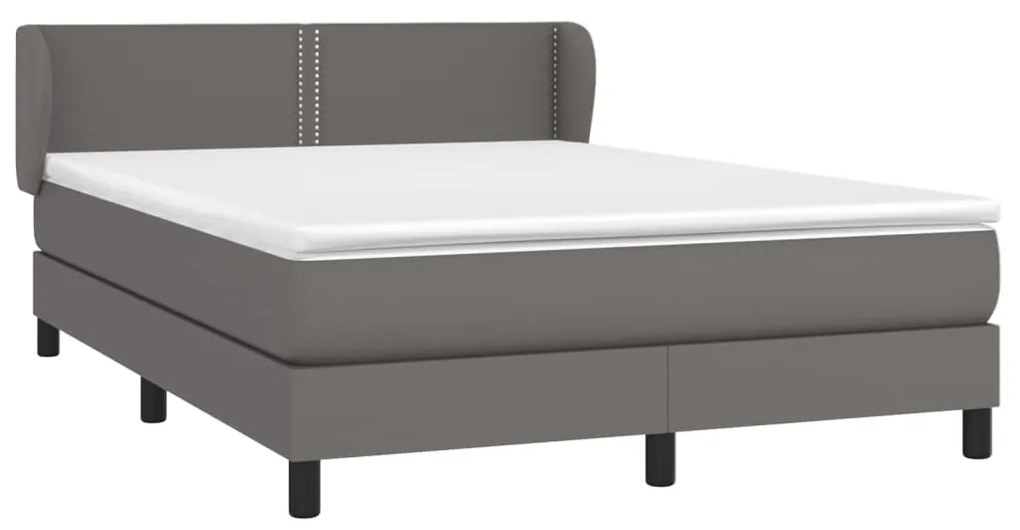 Κρεβάτι Boxspring με Στρώμα Γκρι 140x190εκ. από Συνθετικό Δέρμα - Γκρι