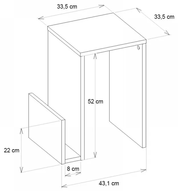 Τραπεζάκι βοηθητικό Regnar Megapap χρώμα sapphire oak 43,1x33,5x52εκ. - GP042-0250,2