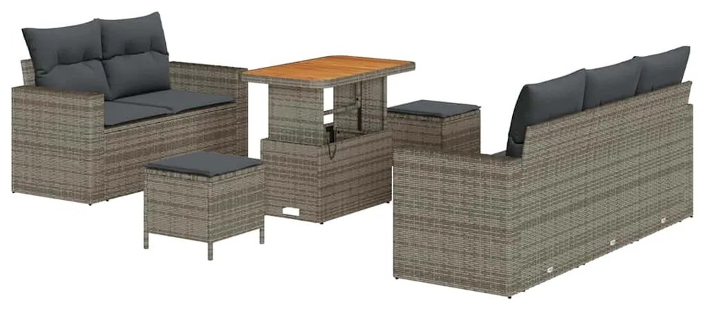 vidaXL Σετ Καναπέ Κήπου Ρυθμιζόμενο ύψος 8 pcs Γκρι συνθετικό ρατάν