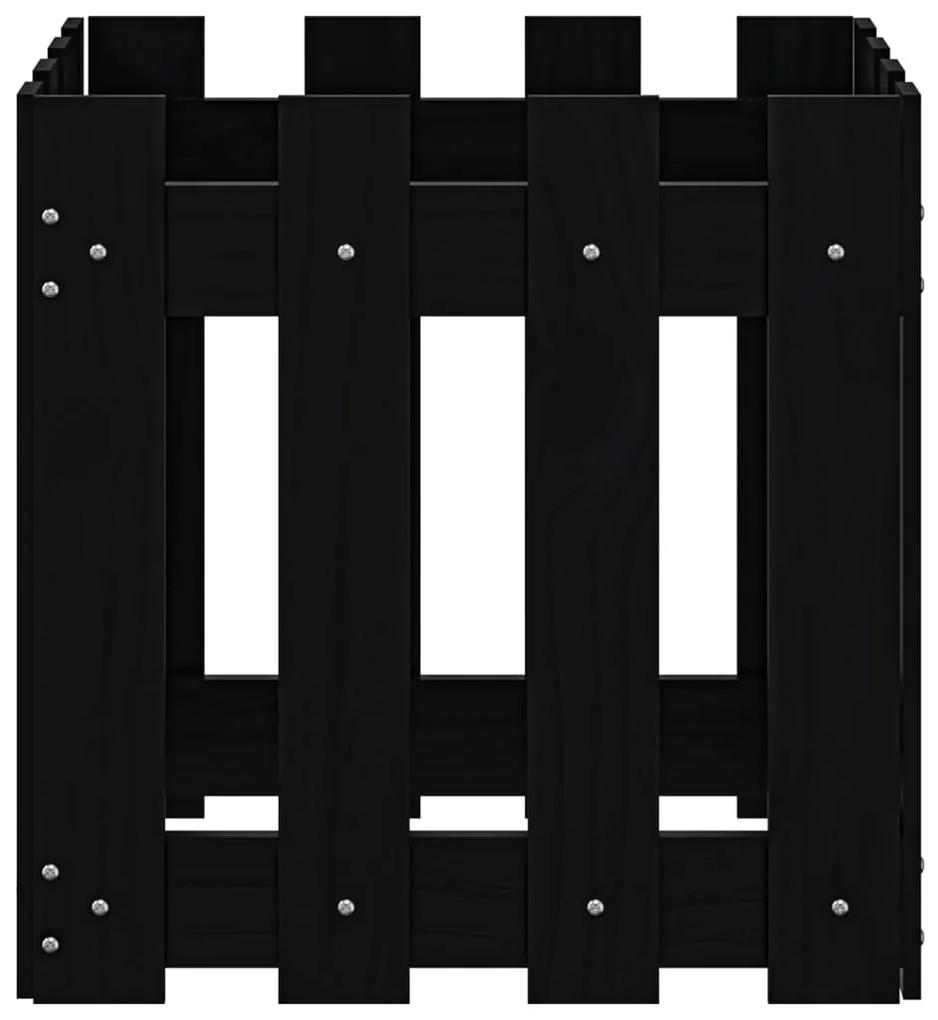 vidaXL Ζαρντινιέρα με Σχέδιο Φράχτη Μαύρη 40 x 40 x 40 εκ. Μασίφ Πεύκο