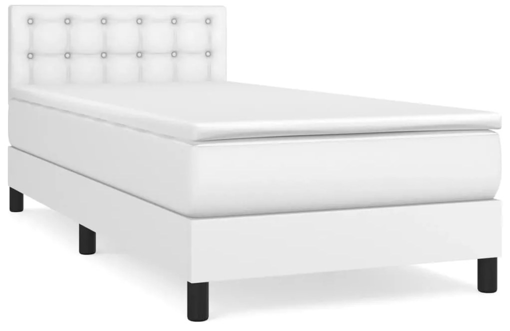 vidaXL Κρεβάτι Boxspring με Στρώμα Λευκό 80 x 200 εκ. Συνθετικό Δέρμα