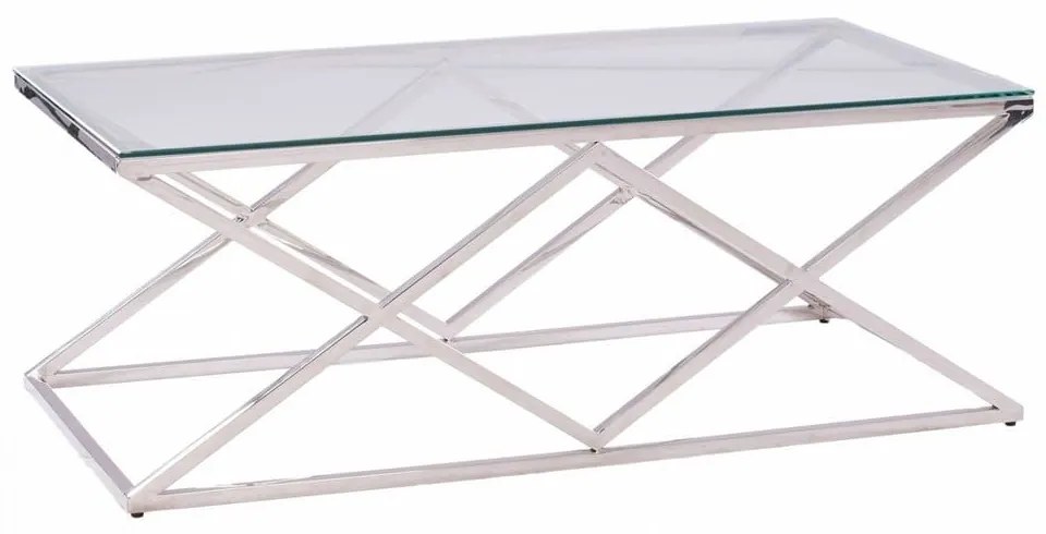 Τραπεζάκι Σαλονιού Holland HM8624.01 120X60Χ45 Chrome Metal, Glass