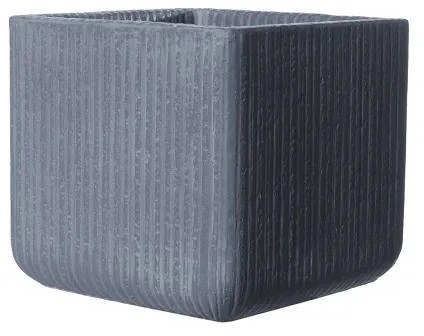 Supergreens Γλάστρα Πήλινη Τετράγωνη "Stripe" Γκρι Σκούρο S 23x23x22 εκ.