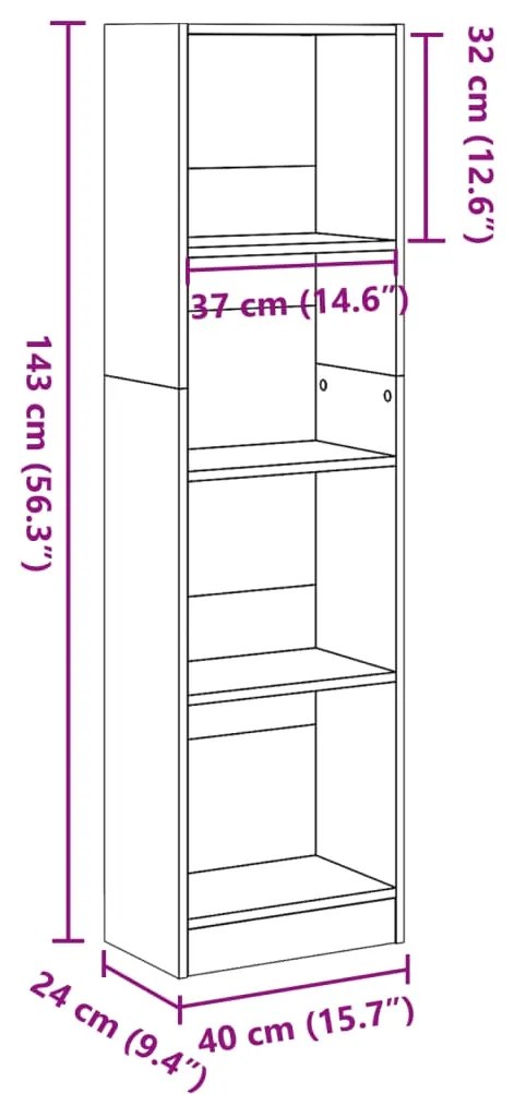 ΒΙΒΛΙΟΘΗΚΗ ΓΚΡΙ ΣΚΥΡΟΔΕΜΑΤΟΣ 40X24X143 ΕΚ. ΕΠΕΞΕΡΓ. ΞΥΛΟ 857786