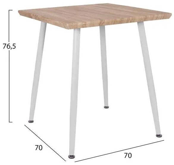 ΤΡΑΠΕΖΙ ΤΡΑΠΕΖΑΡΙΑΣ PALOMA  70Χ70X76,5, SONOMA, ΛΕΥΚΑ ΠΟΔΙΑ