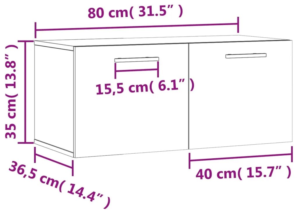 Ντουλάπι Τοίχου Γκρι Sonoma 80x36,5x35 εκ. Επεξεργασμένο Ξύλο - Γκρι