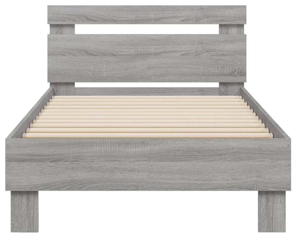 vidaXL Πλαίσιο Κρεβατιού με Κεφαλάρι Γκρι Sonoma 75x190 εκ. Επεξ. Ξύλο