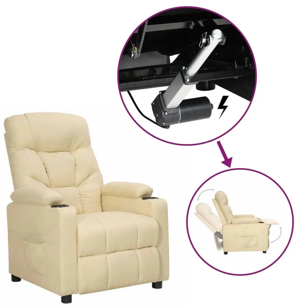 vidaXL Πολυθρόνα με Ανύψωση Κρεμ Υφασμάτινη