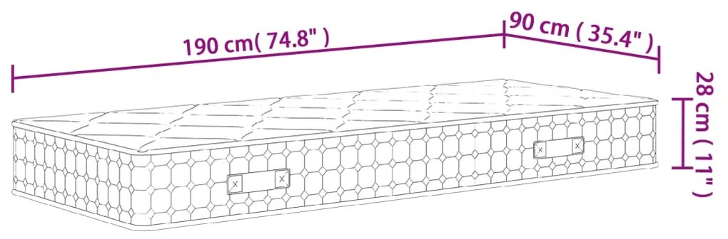 ΣΤΡΩΜΑ ΜΕ POCKET SPRINGS MEDIUM PLUS 90X190 ΕΚ. ΜΟΝΟ 372874