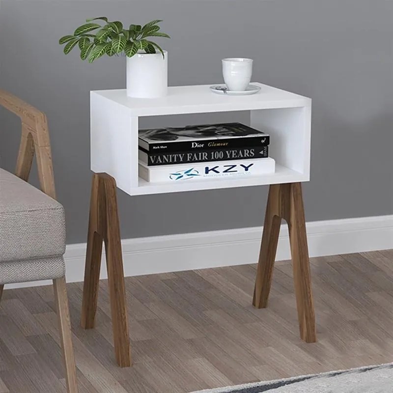 Κομοδίνο ORIGIN Λευκό - Καρυδί 45x30x56 εκ.