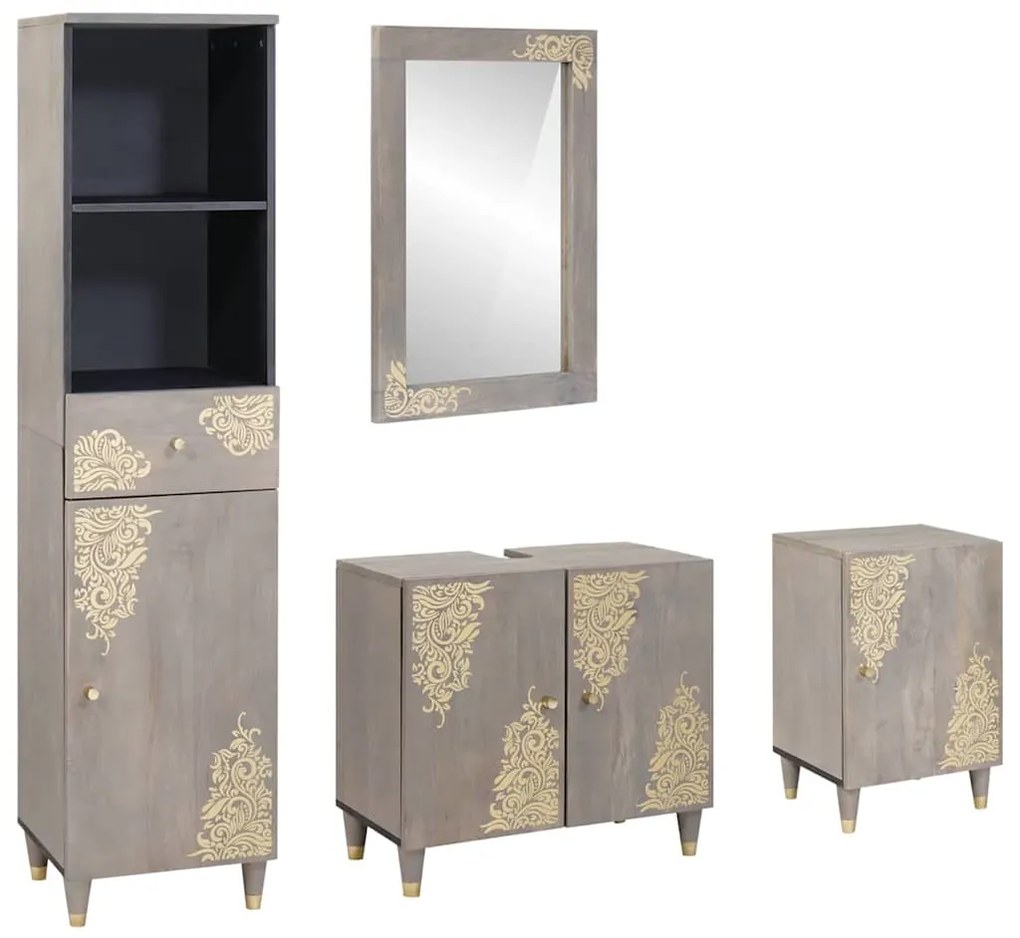 vidaXL Σετ Επίπλων Μπάνιου με συρτάρι 4 pcs Γκρι 62 x 33 x 58 εκ.
