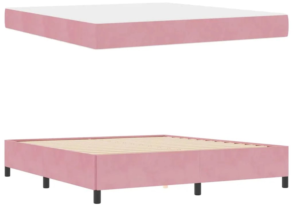 vidaXL Σκελετός Κρεβατιού Άλλο Ρόζ και Λευκό 180 x 200 cm Βελούδο