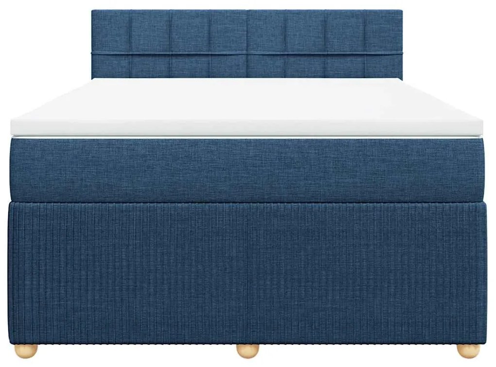 vidaXL Κρεβάτι Boxspring με Στρώμα Μπλε 160x200 εκ. Υφασμάτινο