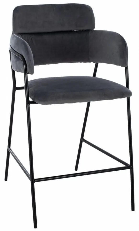 Σκαμπό Bar Μεσαίου Ύψους Kelso HM8735.01 54x58x95cm Grey Velvet, Metal