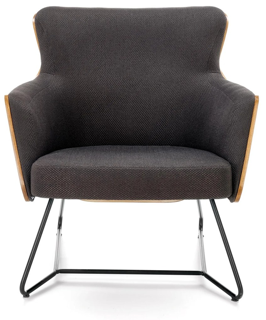 CHILLOUT leisure armchair dark grey / american walnut, legs - black DIOMMI V-PL-CHILLOUT-FOT-C.POPIEL/ORZECH AM.