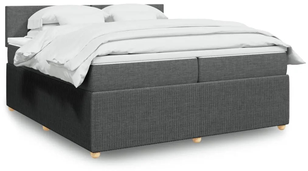 vidaXL Κρεβάτι Boxspring με Στρώμα Σκούρο Γκρι 200x200 εκ. Υφασμάτινο