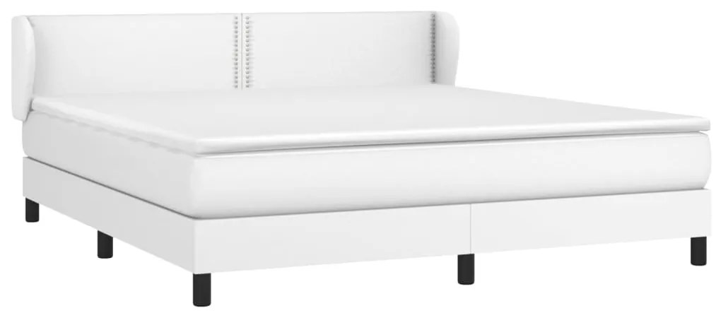 vidaXL Κρεβάτι Boxspring με Στρώμα Λευκό 180x200 εκ. Συνθετικό Δέρμα