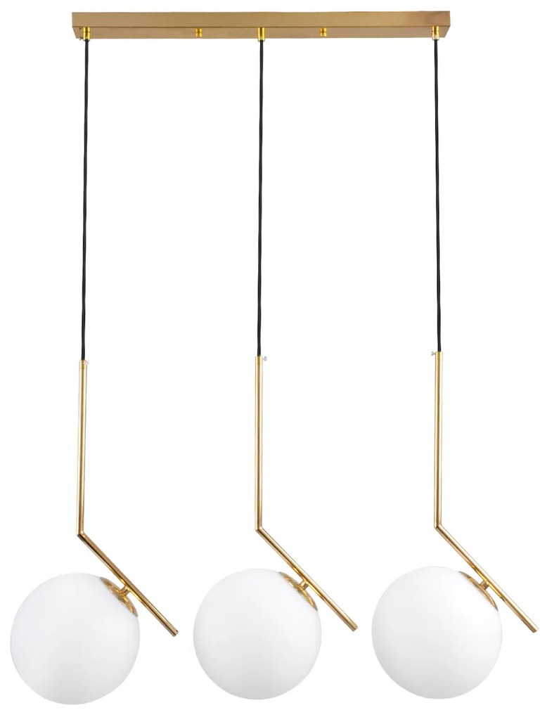 00955 GloboStar® GLOBOSTAR® MONROE 00955 Μοντέρνο Κρεμαστό Φωτιστικό Οροφής με Ντουί 3 x E27 AC 220-240V IP20 - Χρυσό &amp; Λευκό - Μ74 x Π25 x Υ50cm