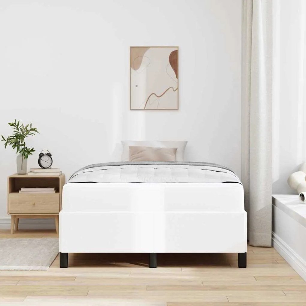 vidaXL Σκελετός κρεβατιού με στρώμα Λευκό 120 x 200 cm Τεχνητό δέρμα