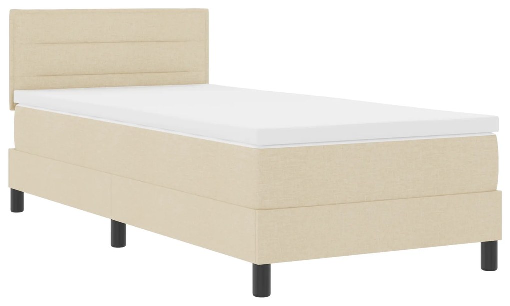 vidaXL κρεβάτι με ελατήριο και στρώμα μπεζ 90x200 εκ. ύφασμα