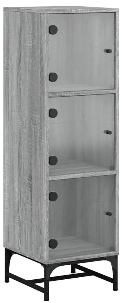 vidaXL Ντουλάπι Γκρι Sonoma 35x37x120 εκ. με Γυάλινες Πόρτες