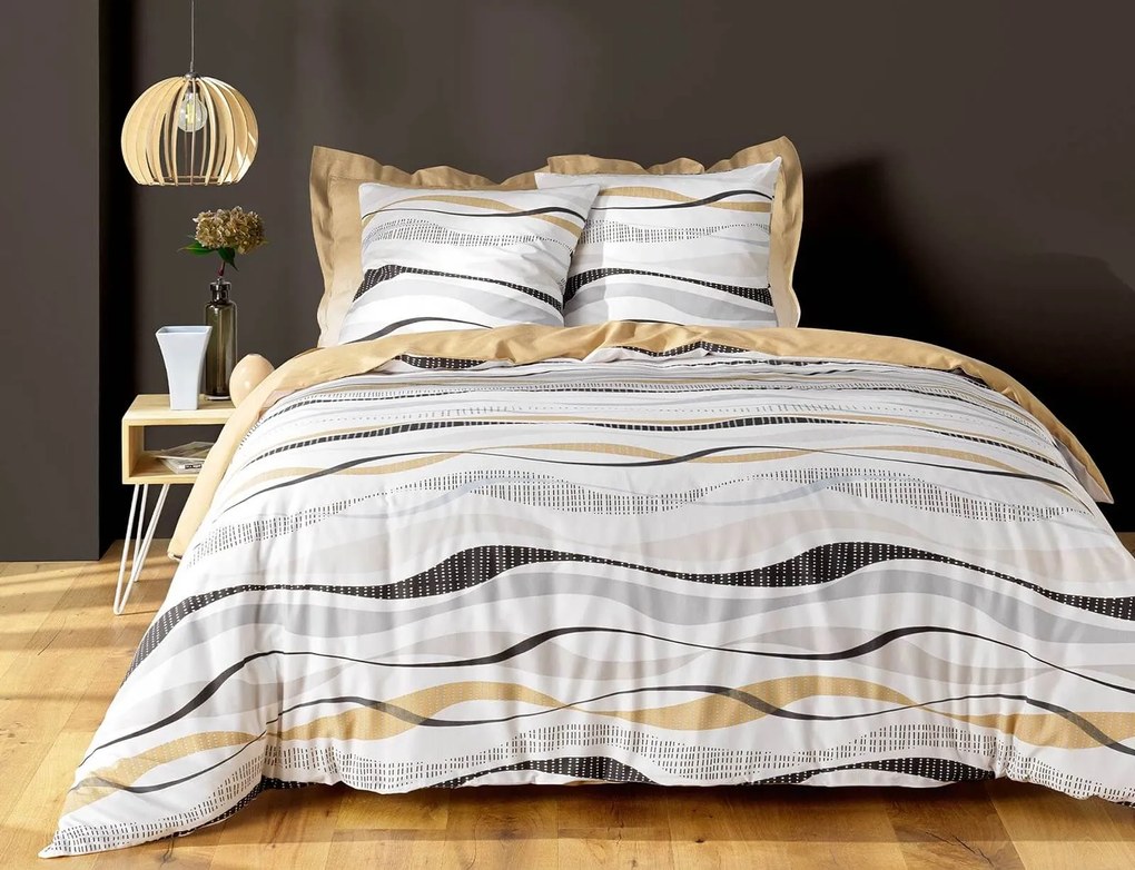 Σετ Υπέρδιπλη Παπλωματοθήκη &amp; 2 Μαξιλαροθήκες Vagueline Douceur d'intérieur από πολυεστέρα και βαμβάκι 52TC, με διαστάσεις 220x240cm