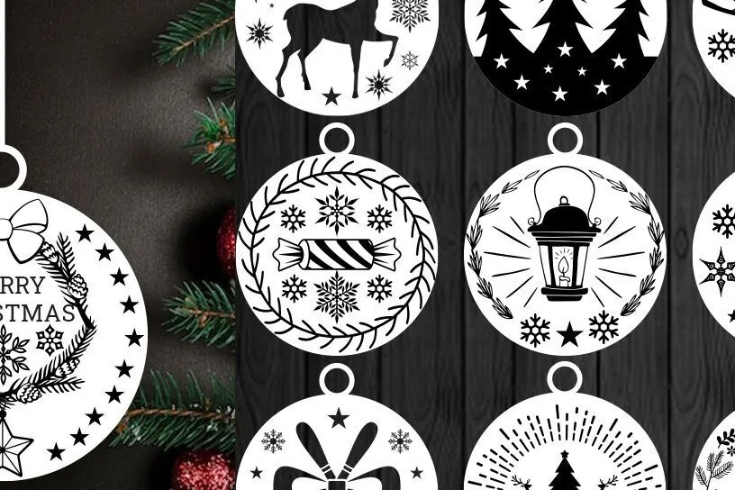 Σετ των 3 Intra απο ξύλο plywood 3mm-4mm πάχος Χριστουγεννιάτικο στολίδι Δέσμη κοπής με λέιζερ Δίασταση 8x8 cm INTRAFABR-34018925