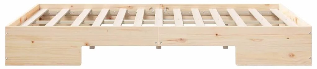 vidaXL Κρεβάτι δαπέδου Καφέ 120 x 200 cm Μασίφ ξύλο πεύκου