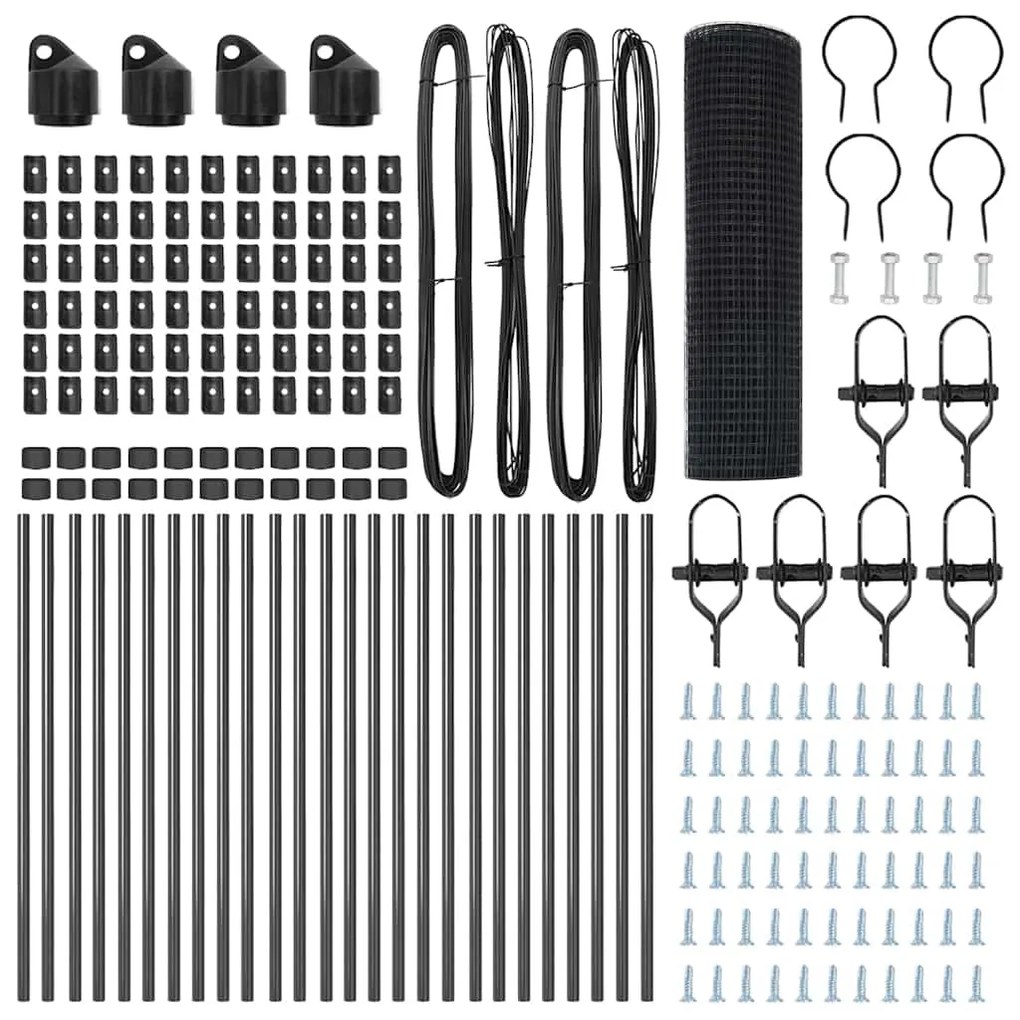 vidaXL Στύλος Περιφράξεων Γκρι 50 x 0,8 μ (12 x 12 χιλιοστά πλέγμα)