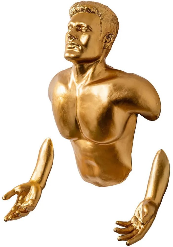 Διακοσμητικό Τοίχου Man Coming Out Of Wall 891TNL3807 50x20x80cm Gold Wallity Πολυέστερ