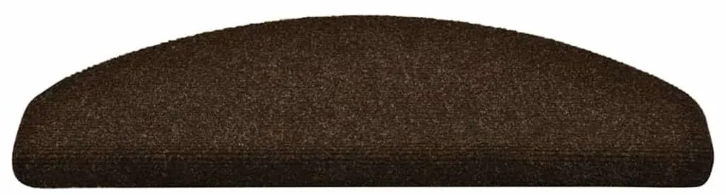 vidaXL Πατάκια Σκαλιών Αυτοκόλλητα 15 τεμ. Καφέ Ημίστρογγυλά Μεγάλα 65x21x4 εκ.