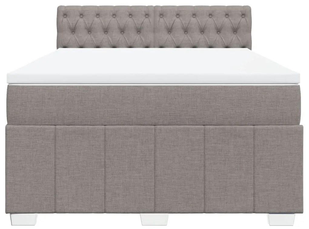 Κρεβάτι Boxspring με Στρώμα Taupe 140x200 εκ. Υφασμάτινο - Μπεζ-Γκρι