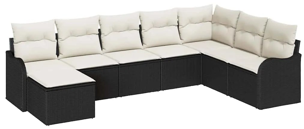 vidaXL Σετ Καναπέ Κήπου με μαξιλάρι 8 pcs Μαύρο Πολυ ράταν