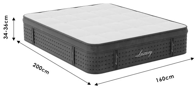 Στρώμα Luxury pakoworld pocket spring+gel memory foam+latex 34-36cm 160x200εκ