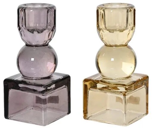 Beauty Home Γυάλινο κηροπήγιο 5 cm x 11cm  Μόκα