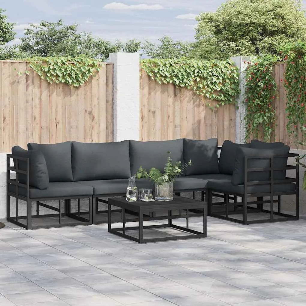vidaXL Σετ Καναπέ Κήπου 5 pcs Μαύρο 283 x 143 x 71 εκ. Αλουμίνιο