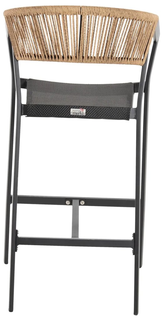 Σκαμπό Μπαρ C5892.05 Αλουμινίου Μαύρο με Μπέζ Rattan & Textline 56x58x105Y εκ. 56x58x105 εκ.