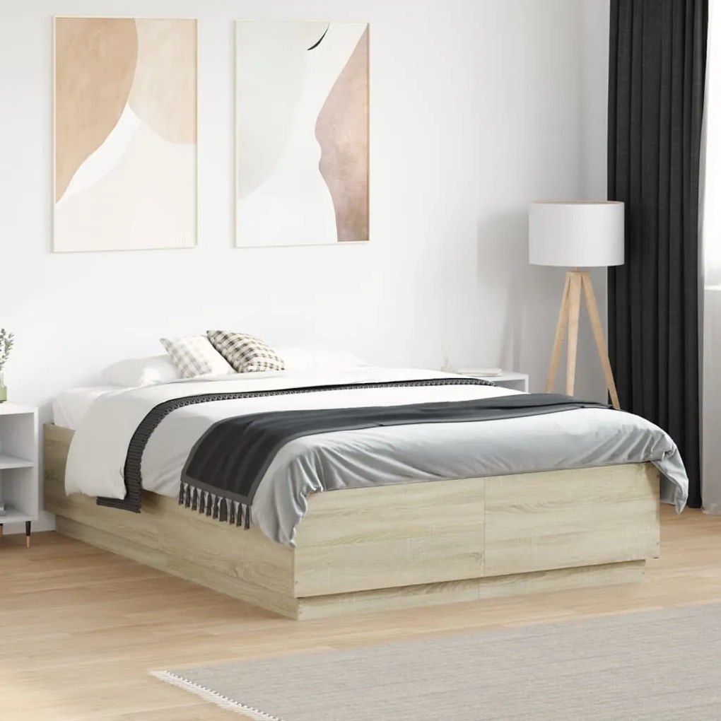 vidaXL Πλαίσιο Κρεβατιού Sonoma Δρυς 120x190 εκ. Επεξεργασμένο Ξύλο