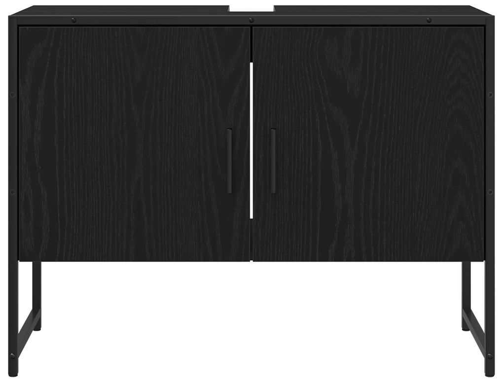 vidaXL Ντουλάπα Νιπτήρα Μπάνιου Μαύρης Δρυός 80x33x60 εκ. Μοριοσανίδες