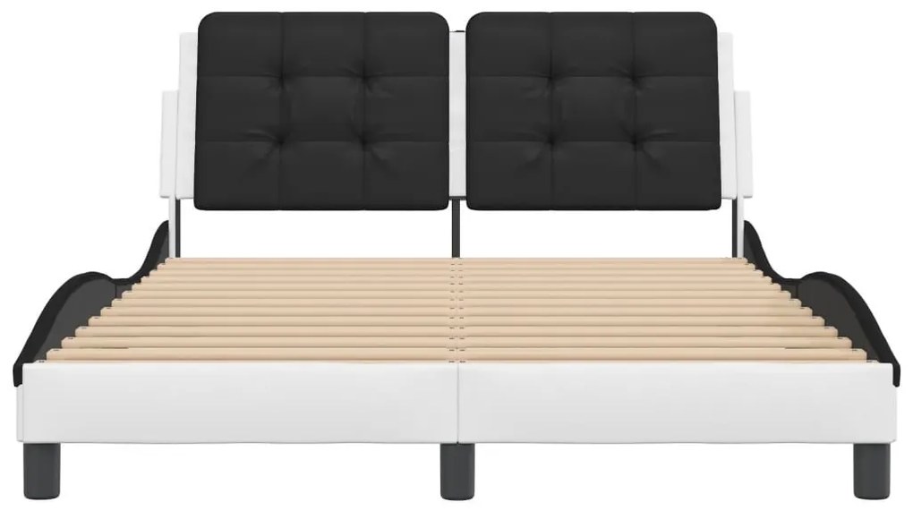 Πλαίσιο Κρεβατιού με LED Λευκό/Μαύρο 140x200εκ. Συνθετικό Δέρμα - Λευκό