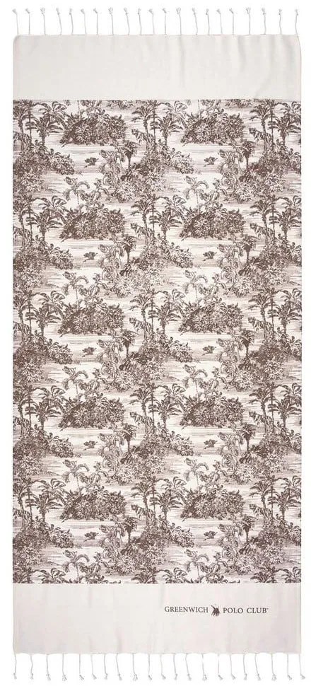 Πετσέτα Θαλάσσης - Παρεό 3668 Ecru-Brown Greenwich Polo Club Θαλάσσης 80x180cm 100% Cotton