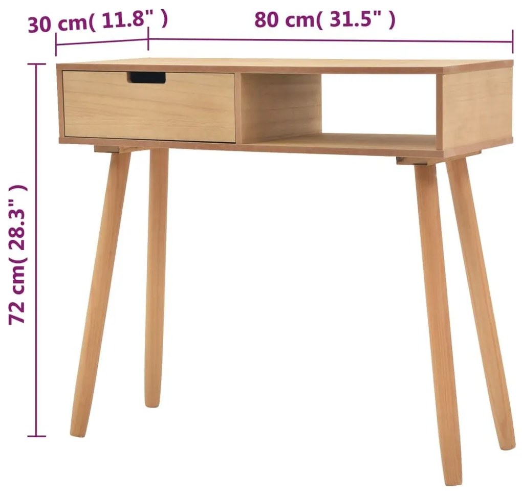 Τραπέζι Κονσόλα Καφέ 80 x 30 x 72 εκ. από Μασίφ Ξύλο Πεύκου - Καφέ