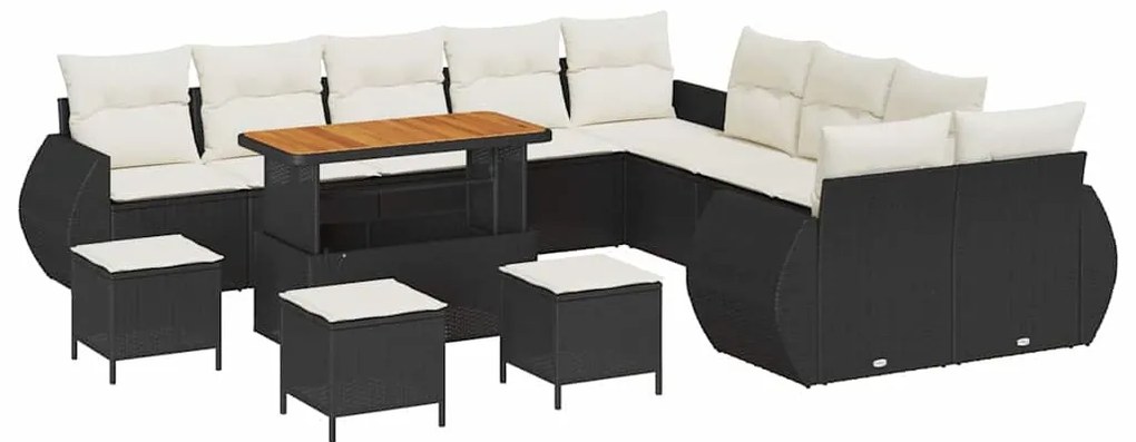 vidaXL Σετ Καναπέ Κήπου 14 pcs Μαύρο συνθετικό ρατάν