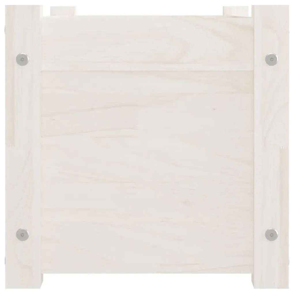 Ζαρντινιέρες 2 τεμ. Λευκό 60x31x31 εκ. από Μασίφ Ξύλο Πεύκου - Λευκό