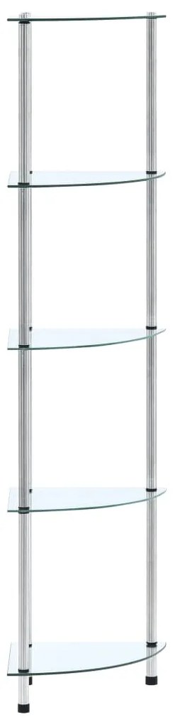 vidaXL Ράφι Διαφανές 5 Επιπέδων 30 x 30 x 130 εκ. από Ψημένο Γυαλί