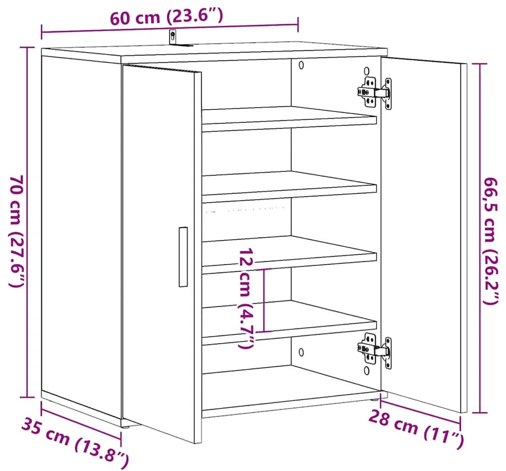 Παπουτσοθήκη Τεχνίτης Δρυς 60x35x70 εκ. από Επεξεργασμένο Ξύλο - Καφέ