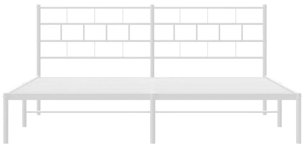 vidaXL Πλαίσιο Κρεβατιού με Κεφαλάρι Λευκό 200 x 200 εκ. Μεταλλικό