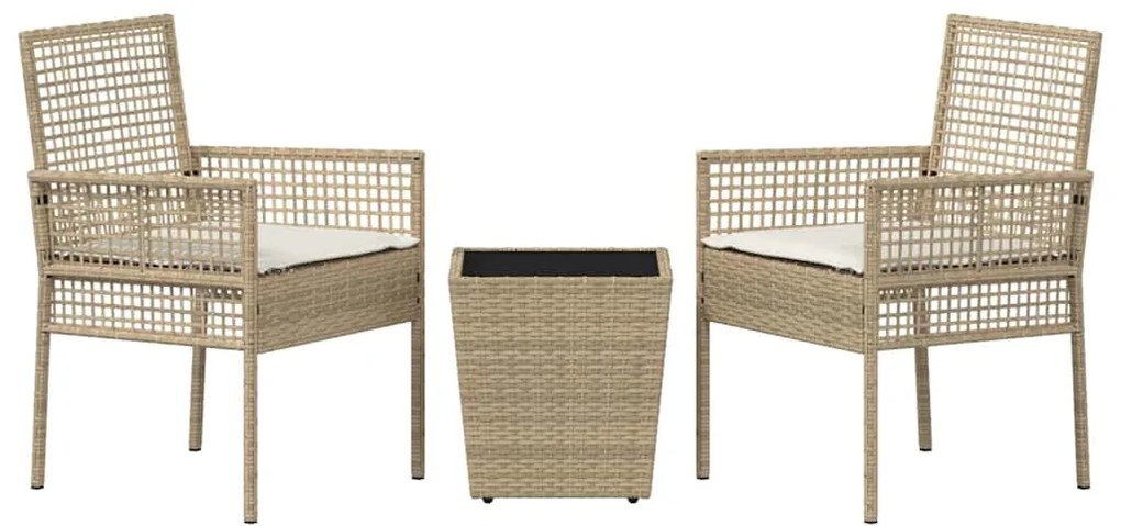 vidaXL Σετ Μπιστρό Κήπου 3 pcs Μπεζ συνθετικό ρατάν