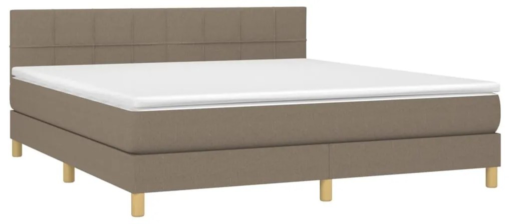 Κρεβάτι Boxspring με Στρώμα &amp; LED Taupe 180x200 εκ. Υφασμάτινο - Μπεζ-Γκρι