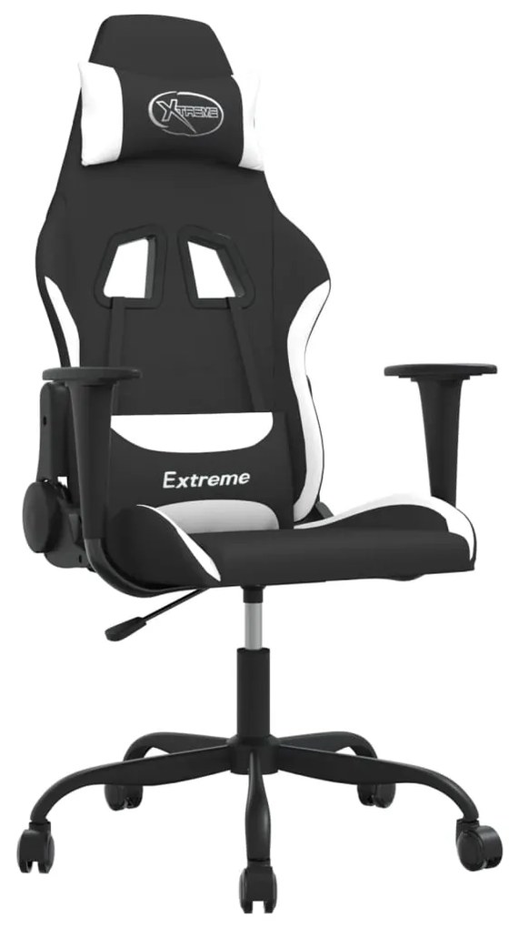 vidaXL Καρέκλα Gaming Μαύρη και Λευκό Υφασμάτινη